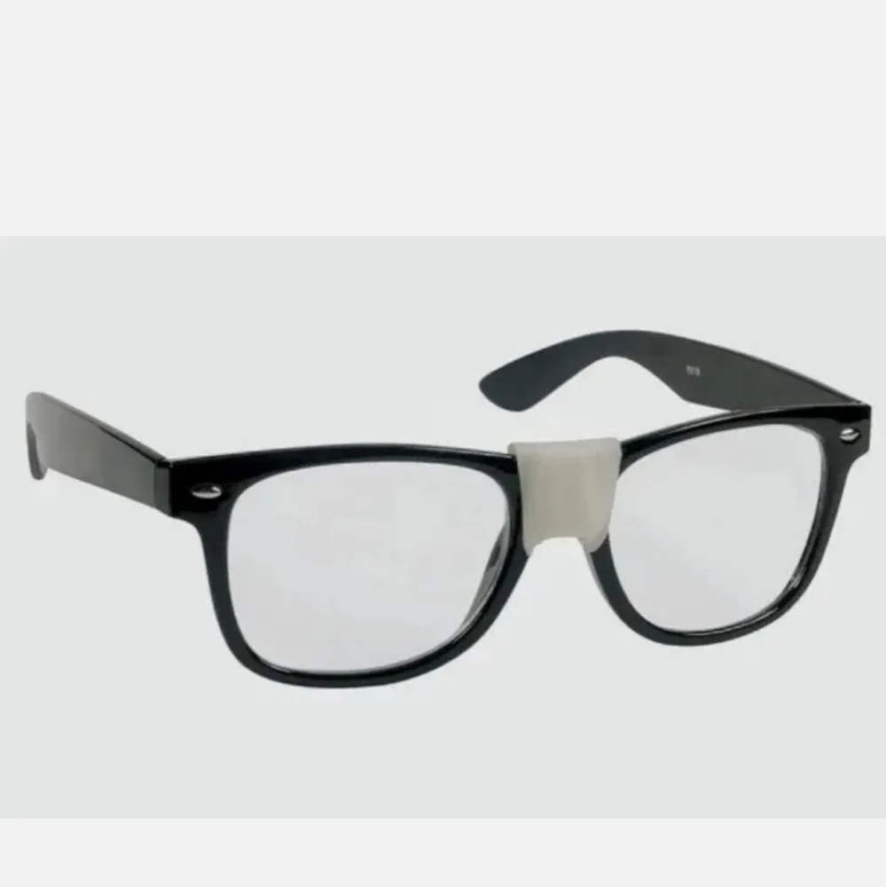 New Halloween Costume Nerd Dork Geek Glasses Black Suspenders Red Bow Tie - Picture 5 of 6